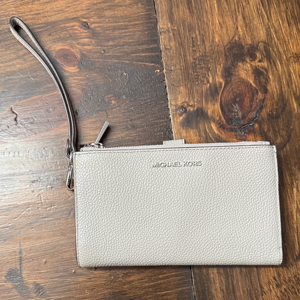 Michael Kors double zip  Wristlet Grey
